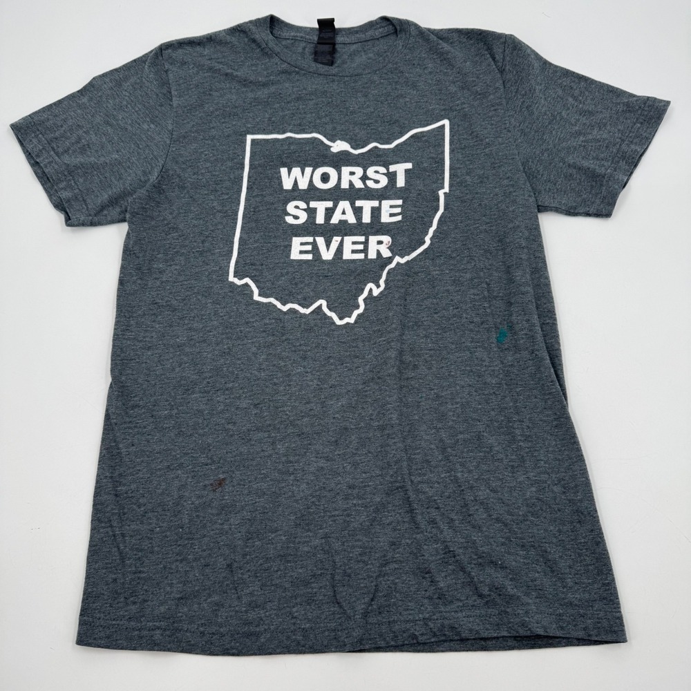 Ohio Worst State Ever Graphic T-Shirt Crew Neck Short Sleeve Men's S